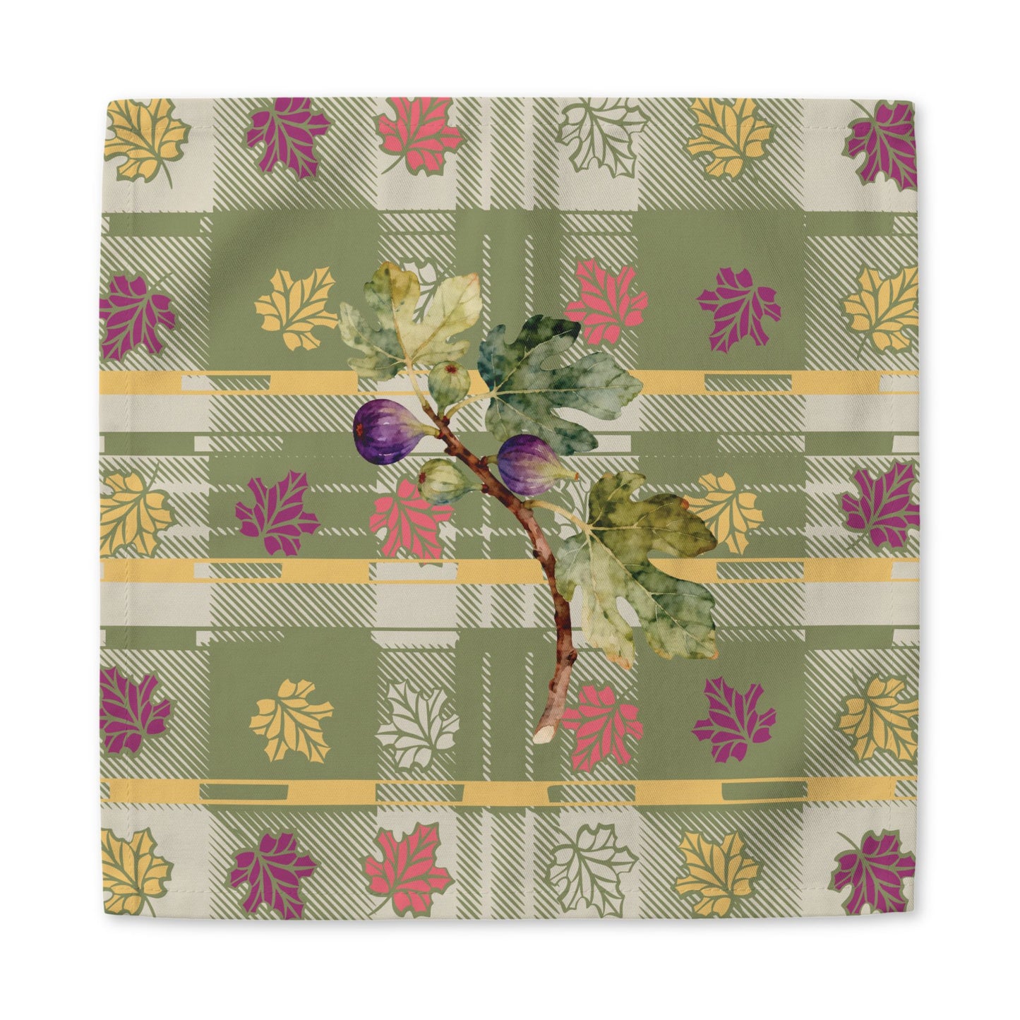 Fig & Maple fall cloth napkin, cocktail and dinner sizes on a laid autumn table