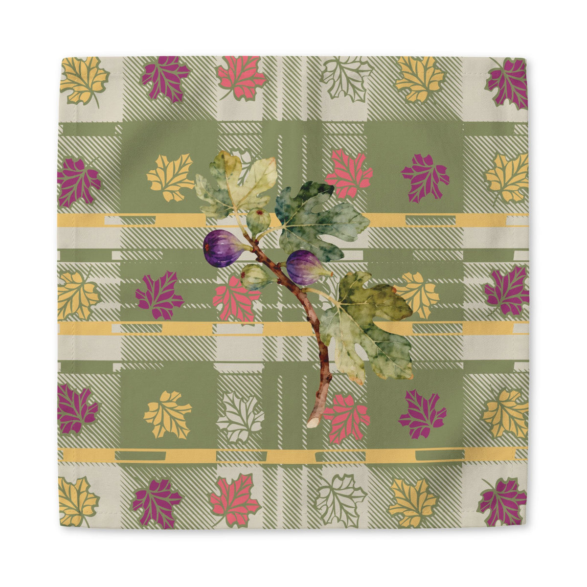 Fig & Maple fall cloth napkin, cocktail and dinner sizes on a laid autumn table