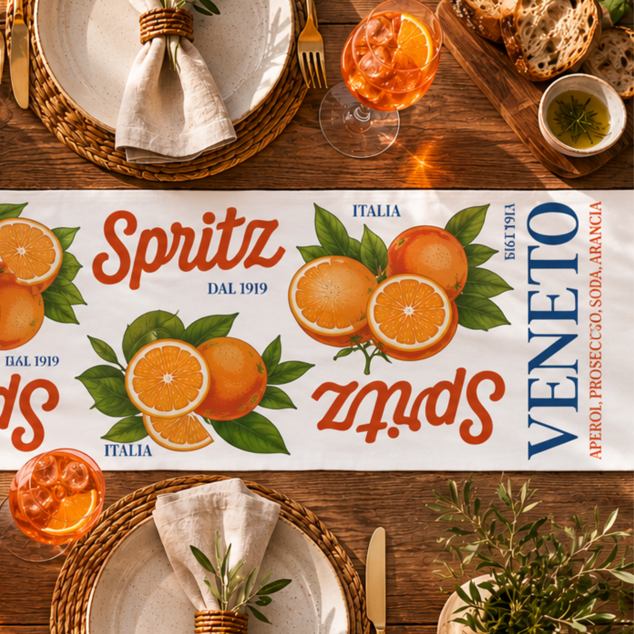 The Aperol Spritz Table Runner — Italian Summer Table Decor