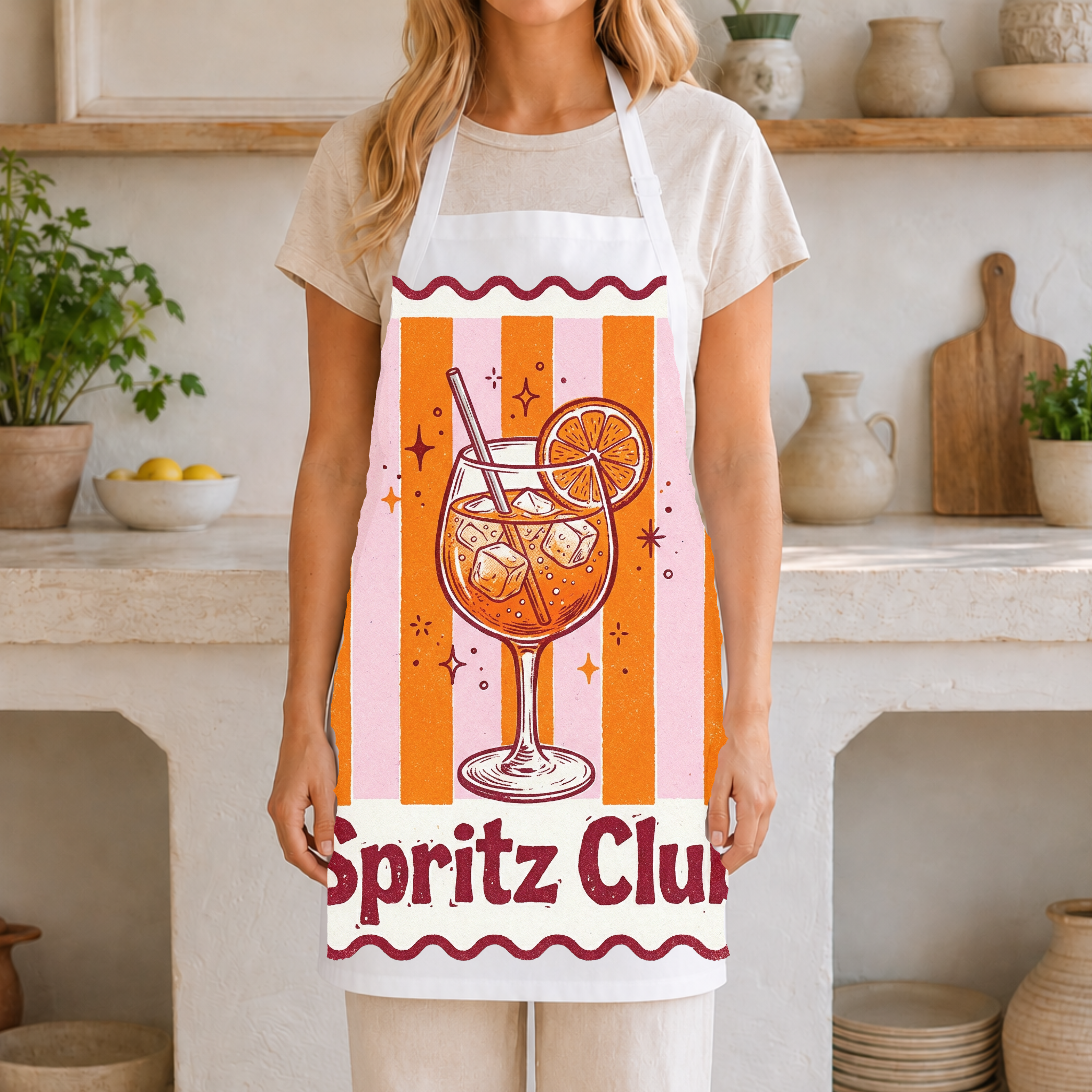 Spritz Club Apron - Retro Cocktail Print Kitchen Apron
