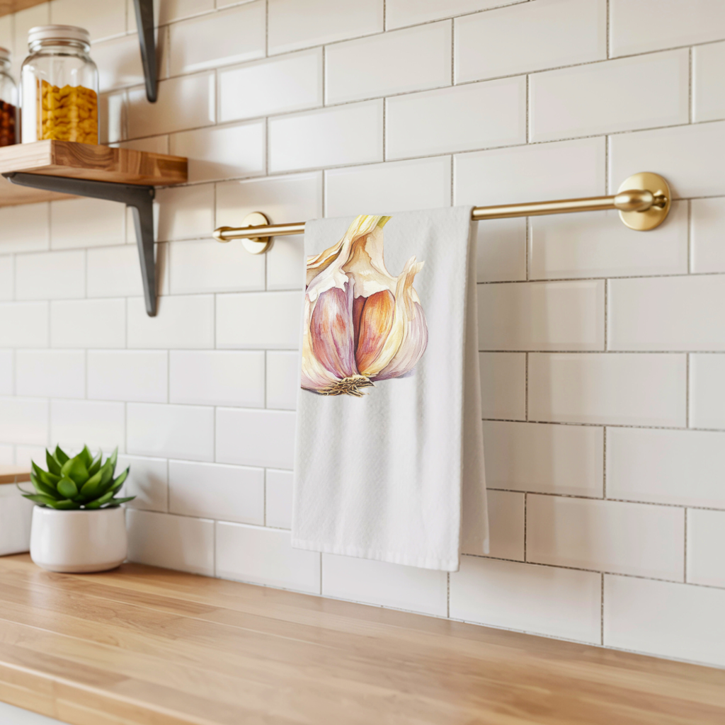 Garlic Lover's Tea Towel — Kitchen Decor for Foodies