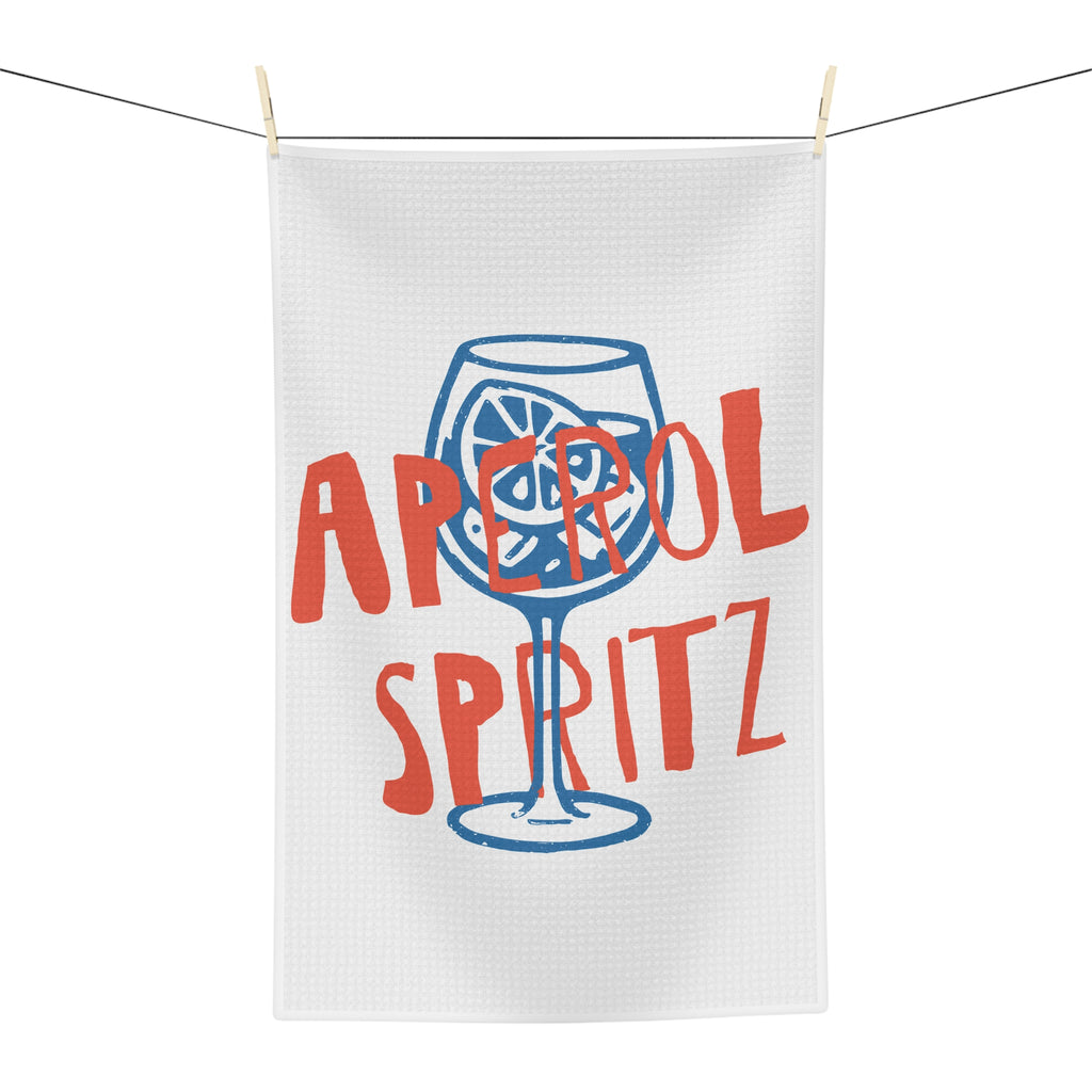 Aperol Spritz Tea Towel — Retro Cocktail Kitchen Decor