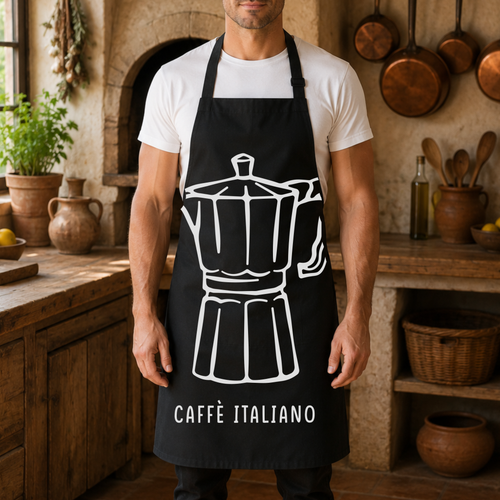 Caffè Italiano Apron — Moka Pot Kitchen Essential