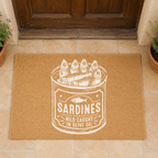 Sardines in Olive Oil Coir Doormat — Mediterranean Entryway Decor