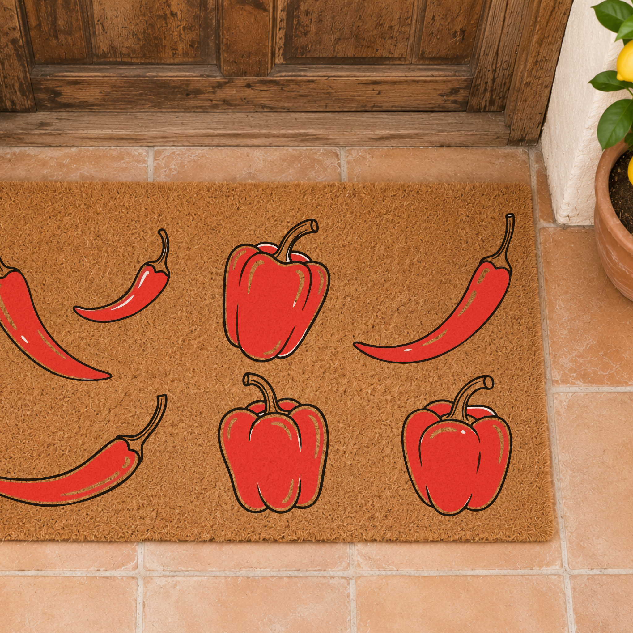 Chili & Pepper Doormat — Mediterranean Kitchen Decor