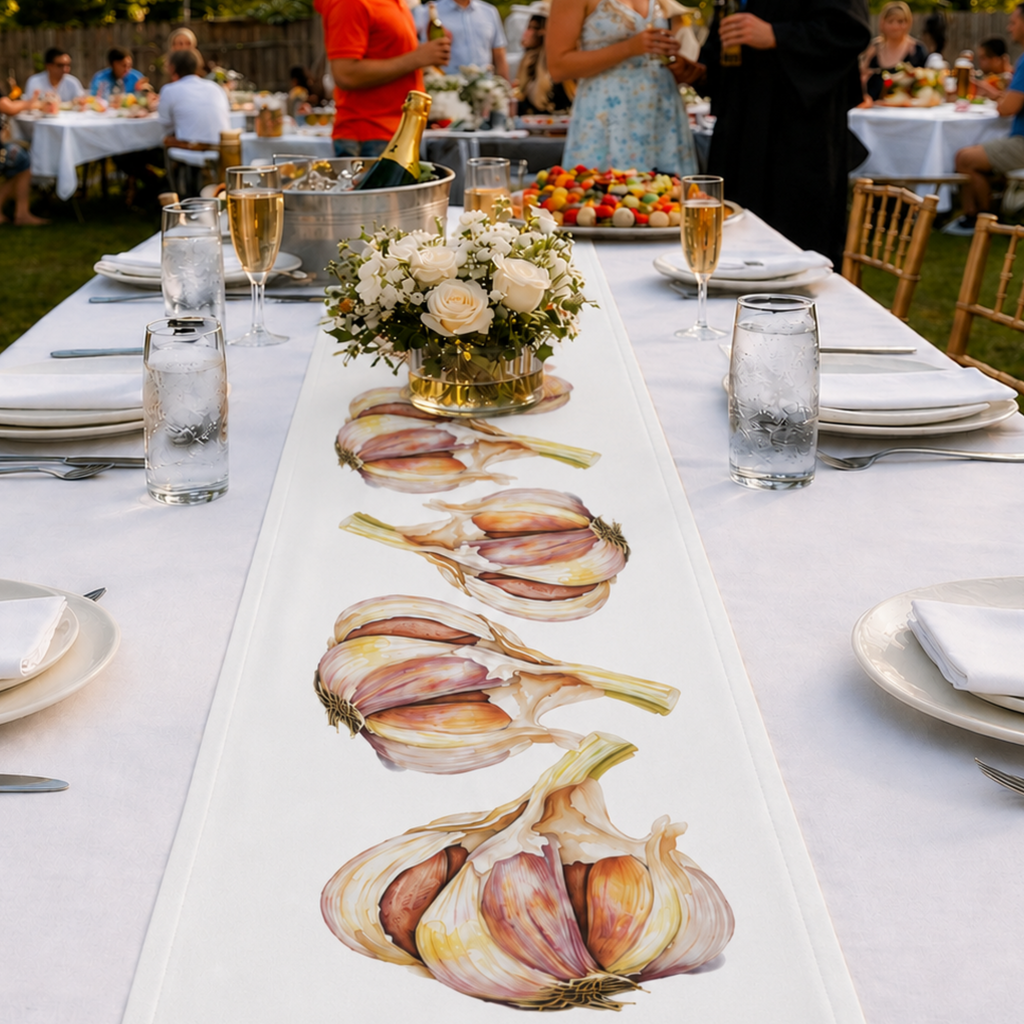 Garlic Table Runner — Mediterranean Al Fresco Table Decor