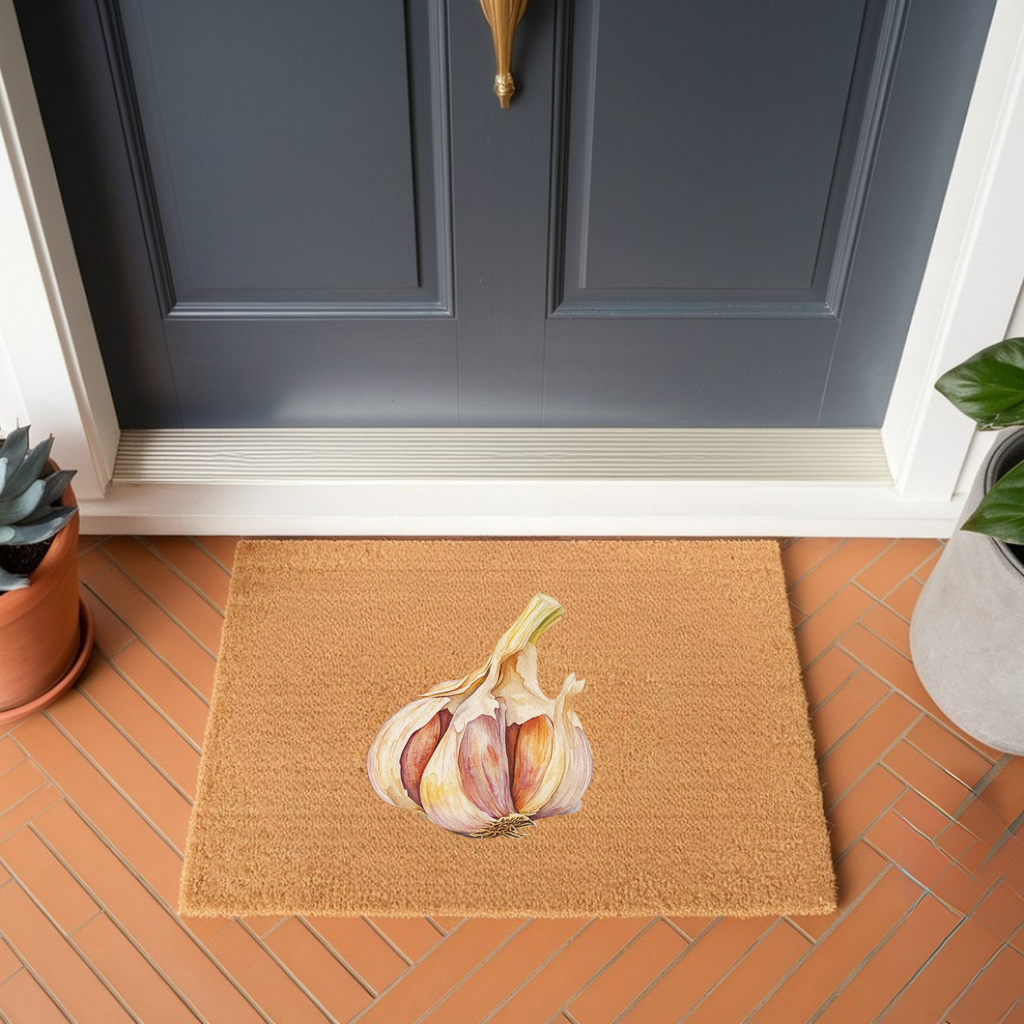 Garlic Doormat — Mediterranean Kitchen Decor for Food Lovers