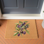 Olive Branch Coir Doormat — Mediterranean Entryway Decor