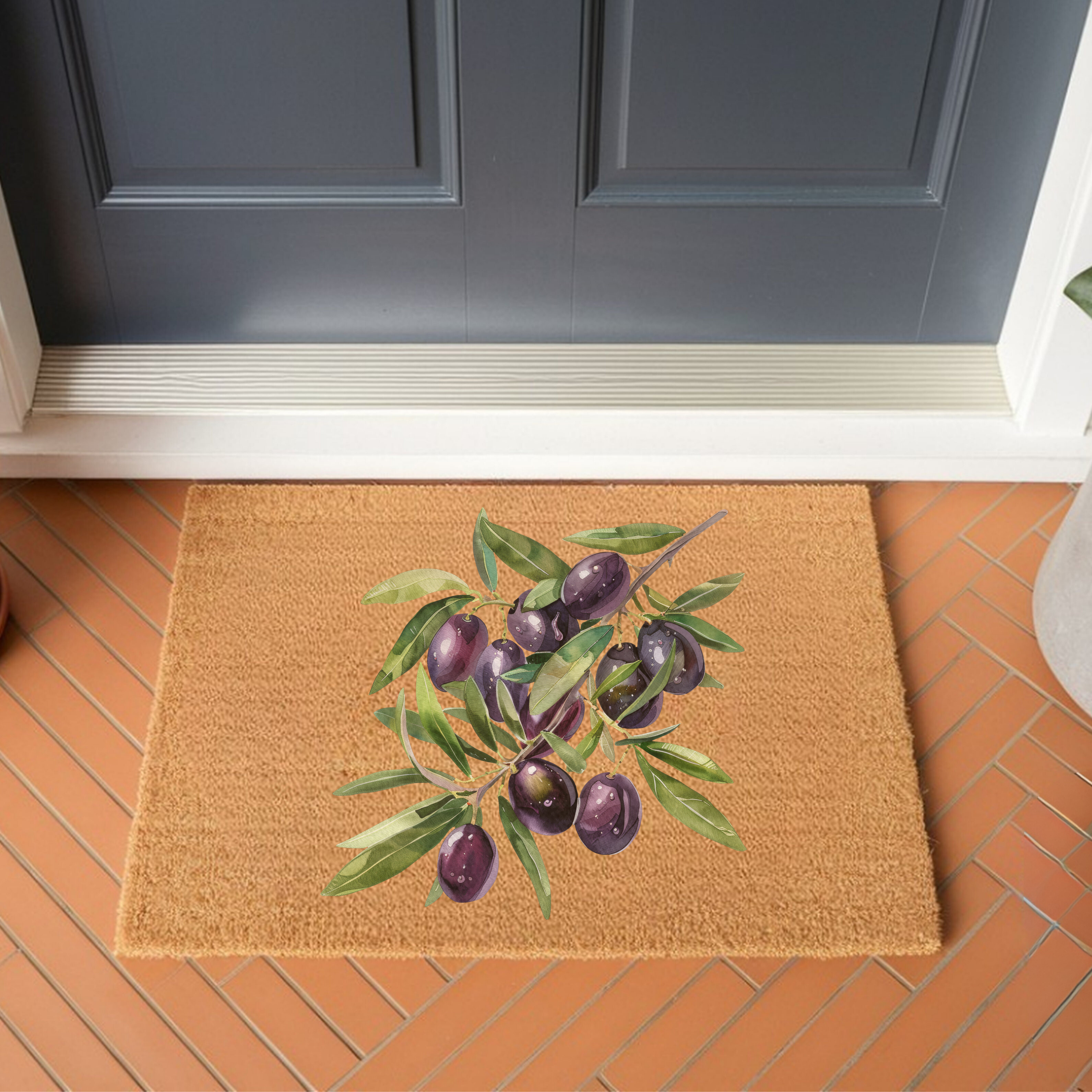 Olive Branch Doormat — Mediterranean Kitchen Decor