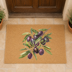 Olive Branch Coir Doormat — Mediterranean Entryway Decor
