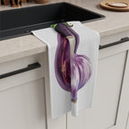 Eggplant & Garlic Tea Towel — Botanical Kitchen Decor
