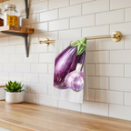 Eggplant & Garlic Tea Towel — Botanical Kitchen Decor