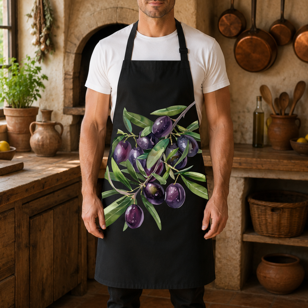Olive Branch Apron — Mediterranean Kitchen Essential