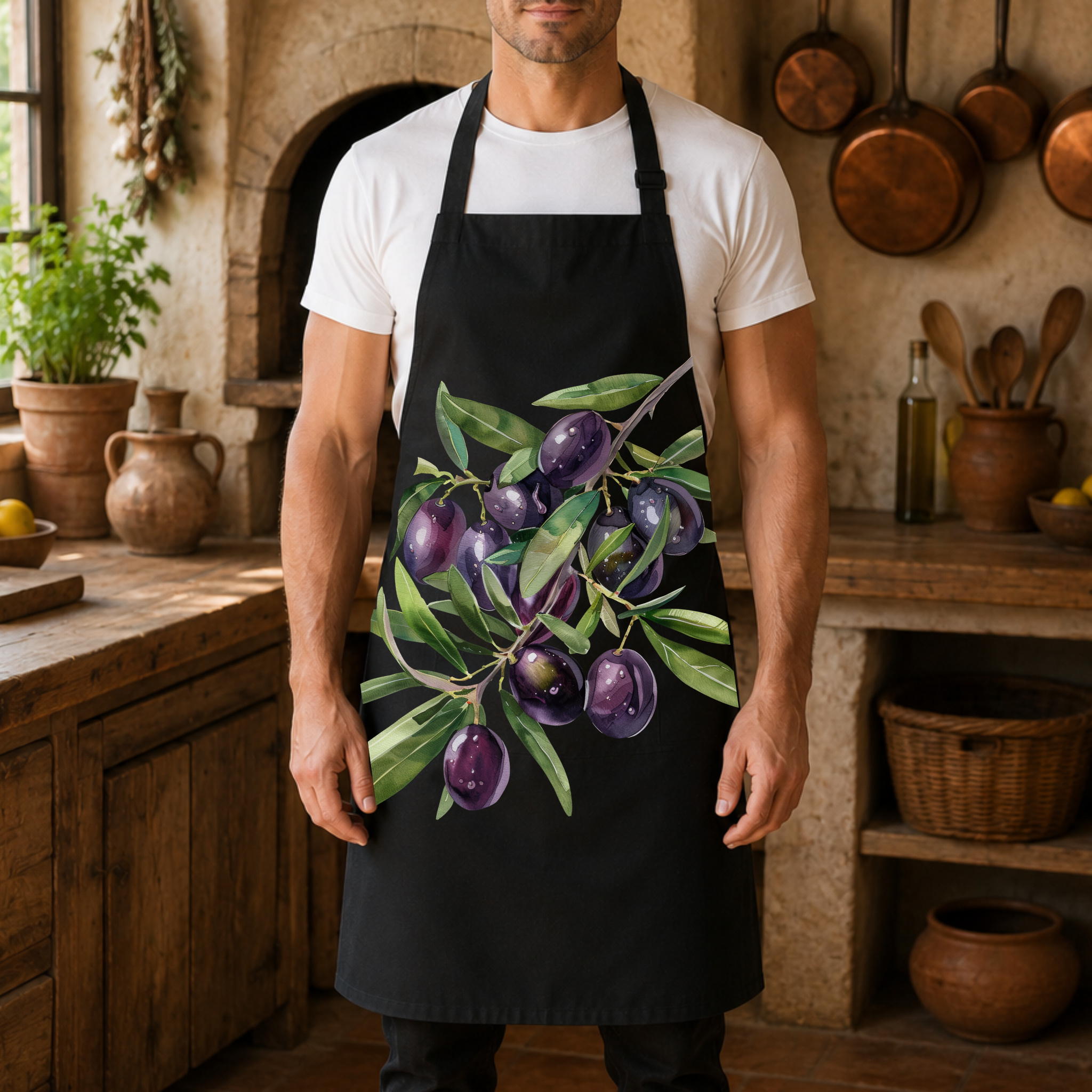 Olive Branch Apron — Mediterranean Kitchen Essential