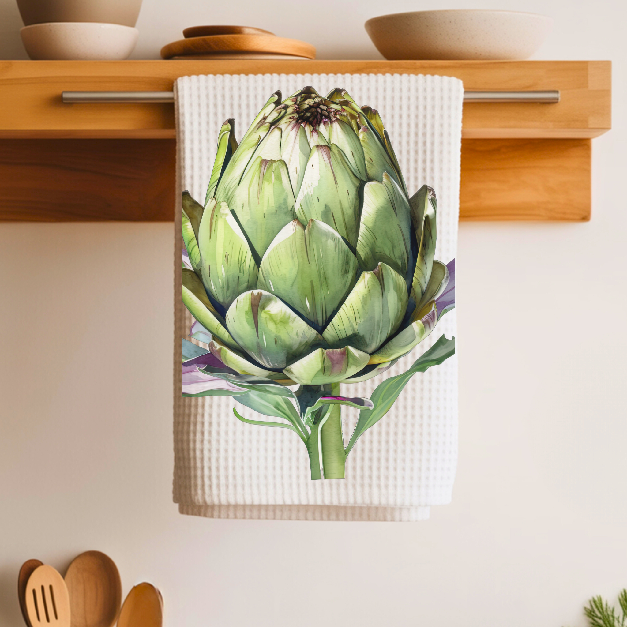 Artichoke Tea Towel — Mediterranean Kitchen Decor