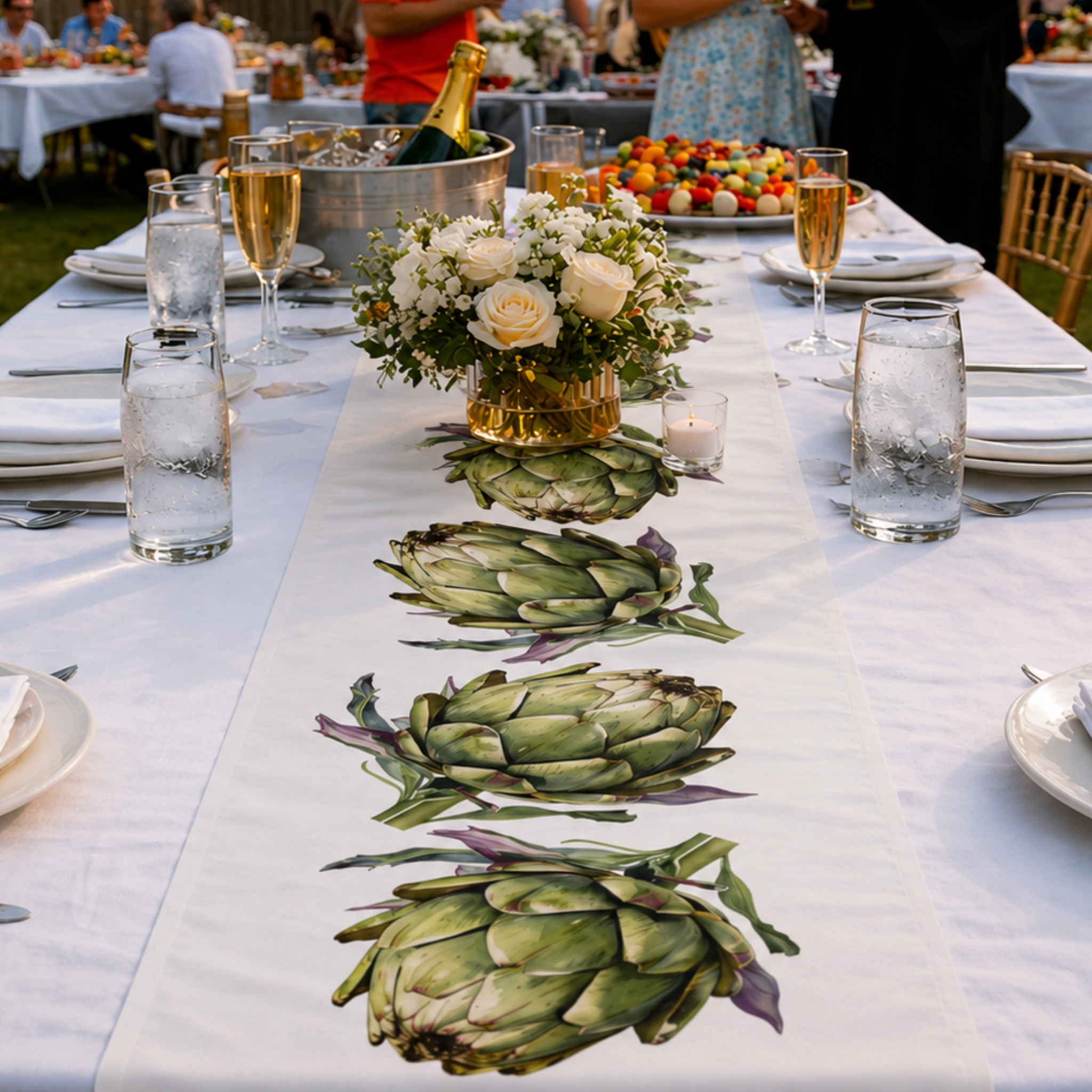 Artichoke Table Runner — Mediterranean Kitchen Al Fresco Table Decor