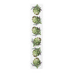 Artichoke table runner in cotton twill, 16 by 90 inches, the longer size laid flat with the same repeating print