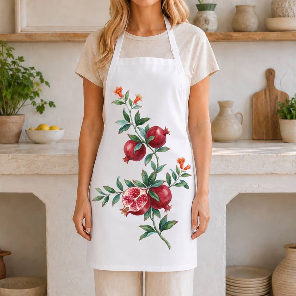 Pomegranate Apron — Mediterranean Botanical Kitchen Essential