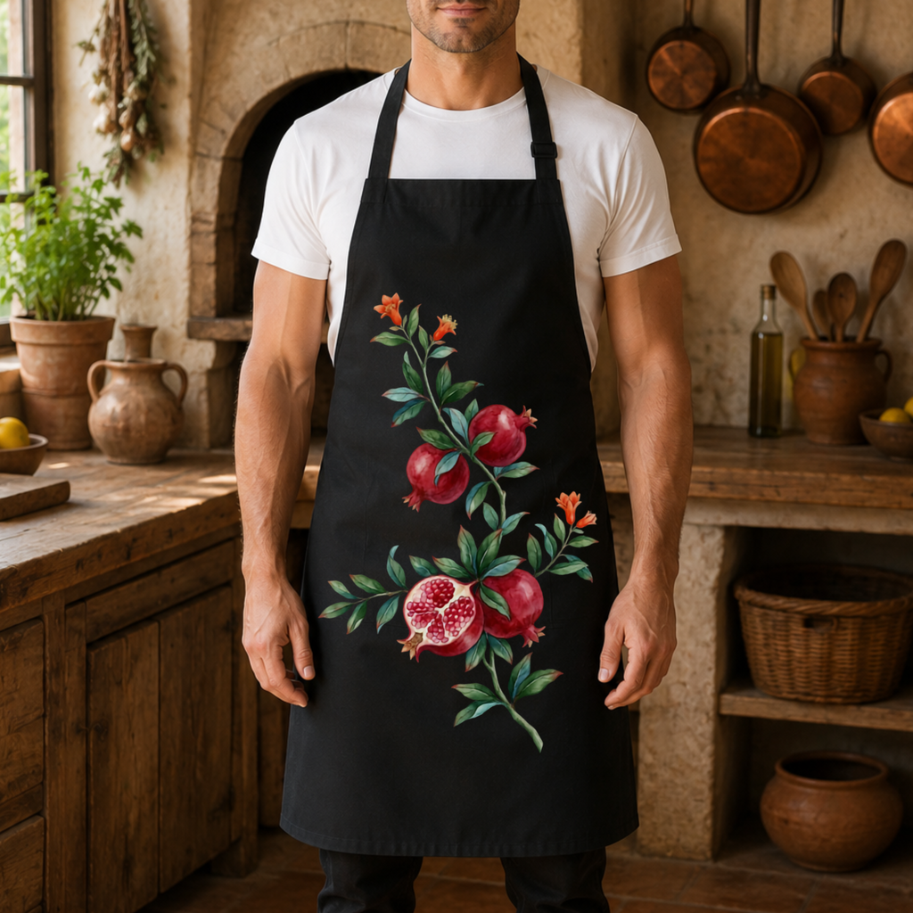 Pomegranate Apron — Mediterranean Botanical Kitchen Essential