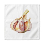 Garlic dinner napkin, 22 inch, the watercolor garlic bulb centered on white cotton with hemmed edges
