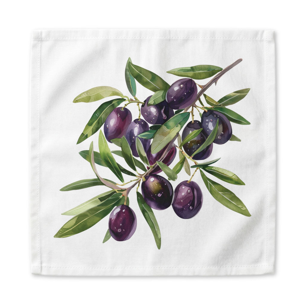 Olive Branch dinner napkin, 22 inch, the olive branch centered on white cotton with hemmed edges