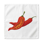 Chili Pepper dinner napkin, 22 inch, the two chili peppers centered on white cotton with hemmed edges