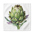 Artichoke dinner napkin, 22 inch, the watercolor artichoke centered on white cotton with hemmed edges