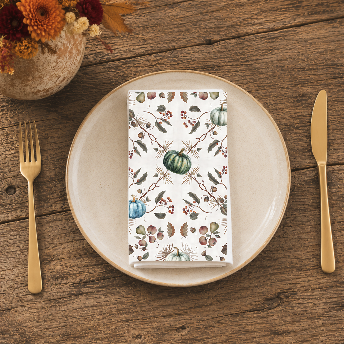 Pumpkin & Pear Fall Cloth Napkin