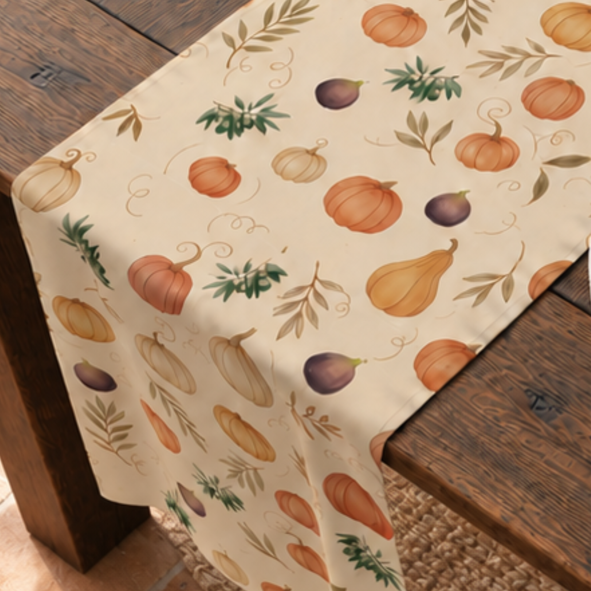 Pumpkin & Olive Fall Table Runner