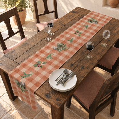 Artichoke Gingham Table Runner — Terracotta Decor