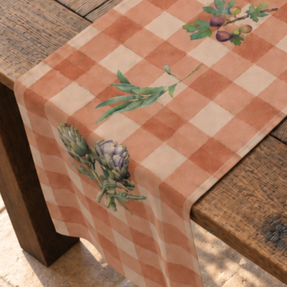 Artichoke Gingham Table Runner — Terracotta Decor