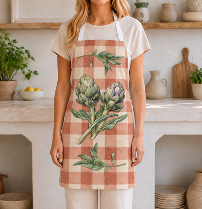 Artichoke Gingham Apron — Terracotta Kitchen Decor