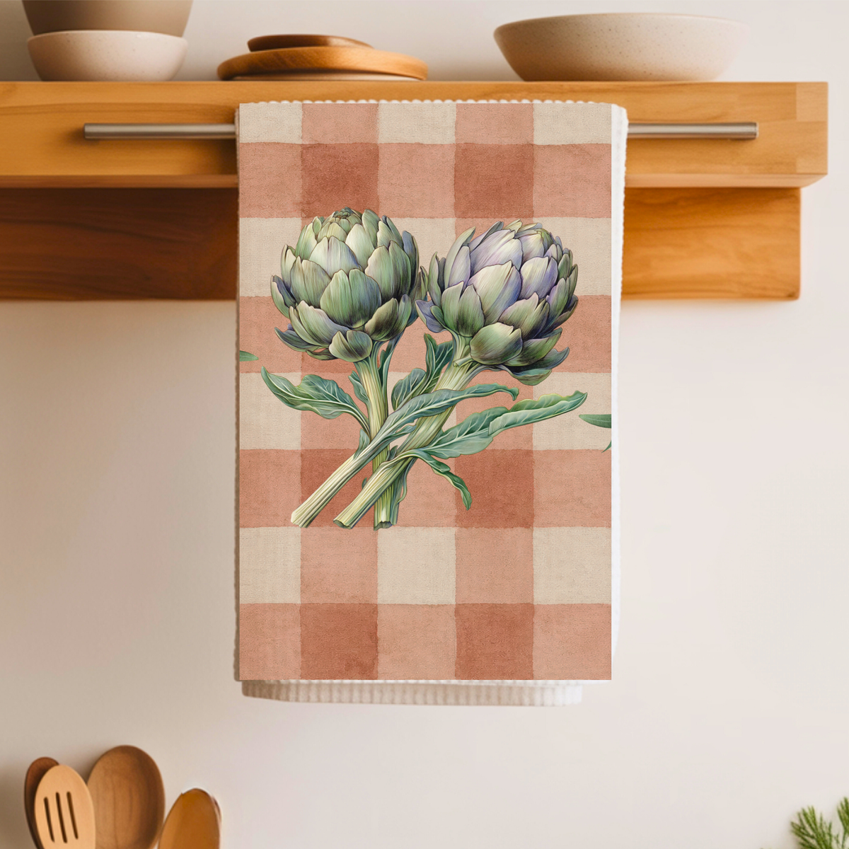 Artichoke Gingham Tea Towel — Terracotta Kitchen