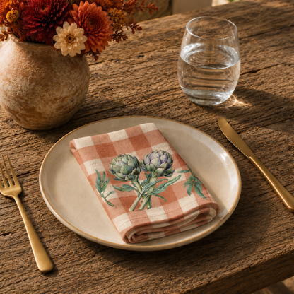 Artichoke Gingham Cloth Napkin — Terracotta Decor