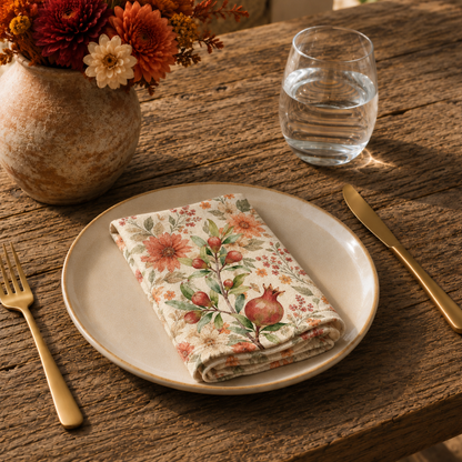 Pomegranate & Marigold Fall Cloth Napkin