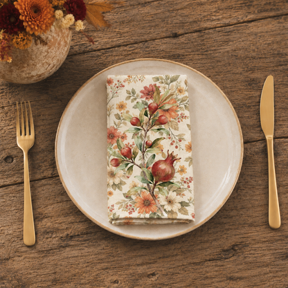 Pomegranate & Marigold Fall Cloth Napkin