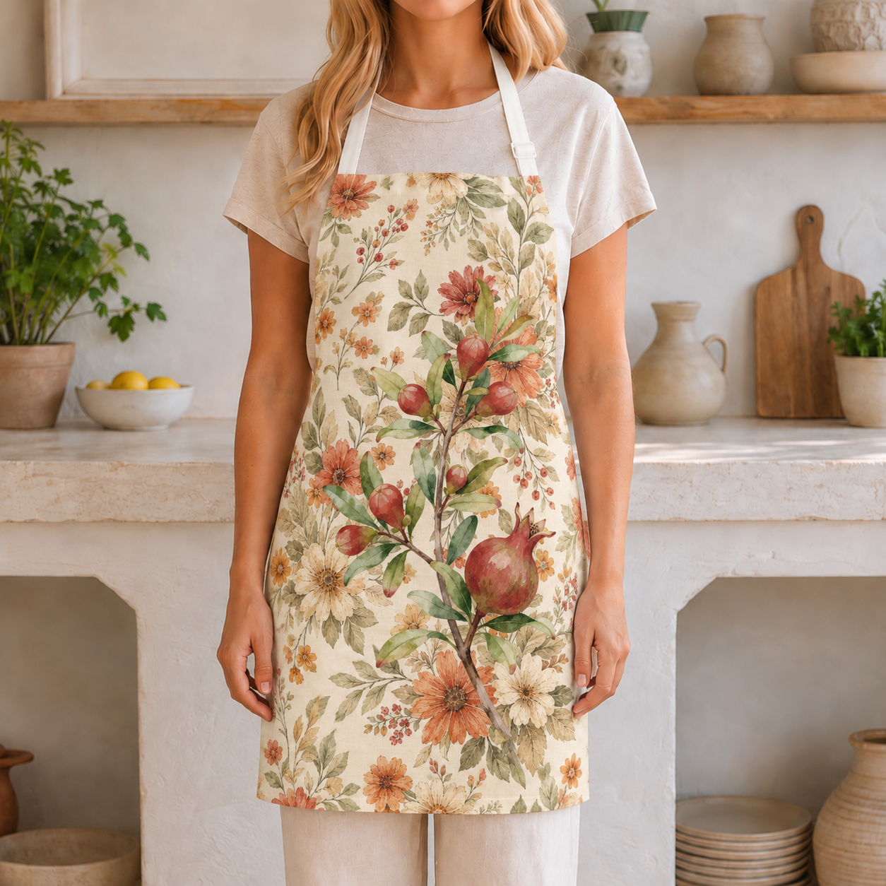 Pomegranate & Marigold Fall Apron