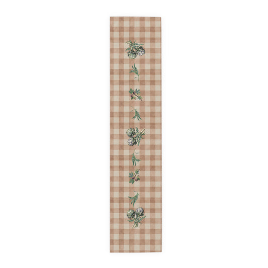 Artichoke Gingham Table Runner — Terracotta Decor