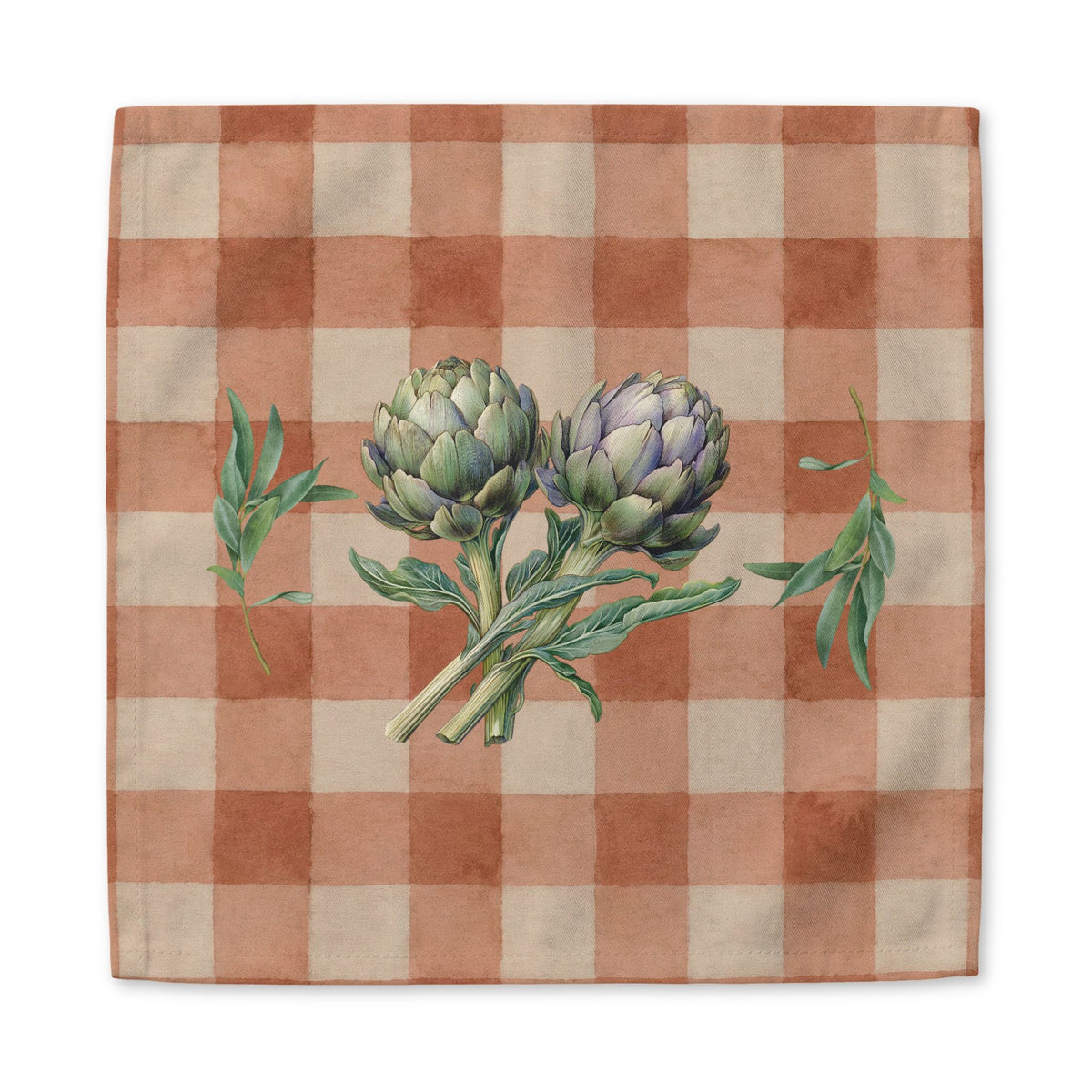 Artichoke Gingham Cloth Napkin — Terracotta Decor