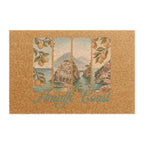 Amalfi Coast coir doormat, showing painted coastal scenes in panels with Amalfi Coast lettering