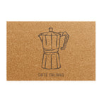 Caffè Italiano coir doormat, showing a line-drawn moka pot with Caffè Italiano lettering