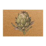 Artichoke coir doormat, showing a single watercolor artichoke