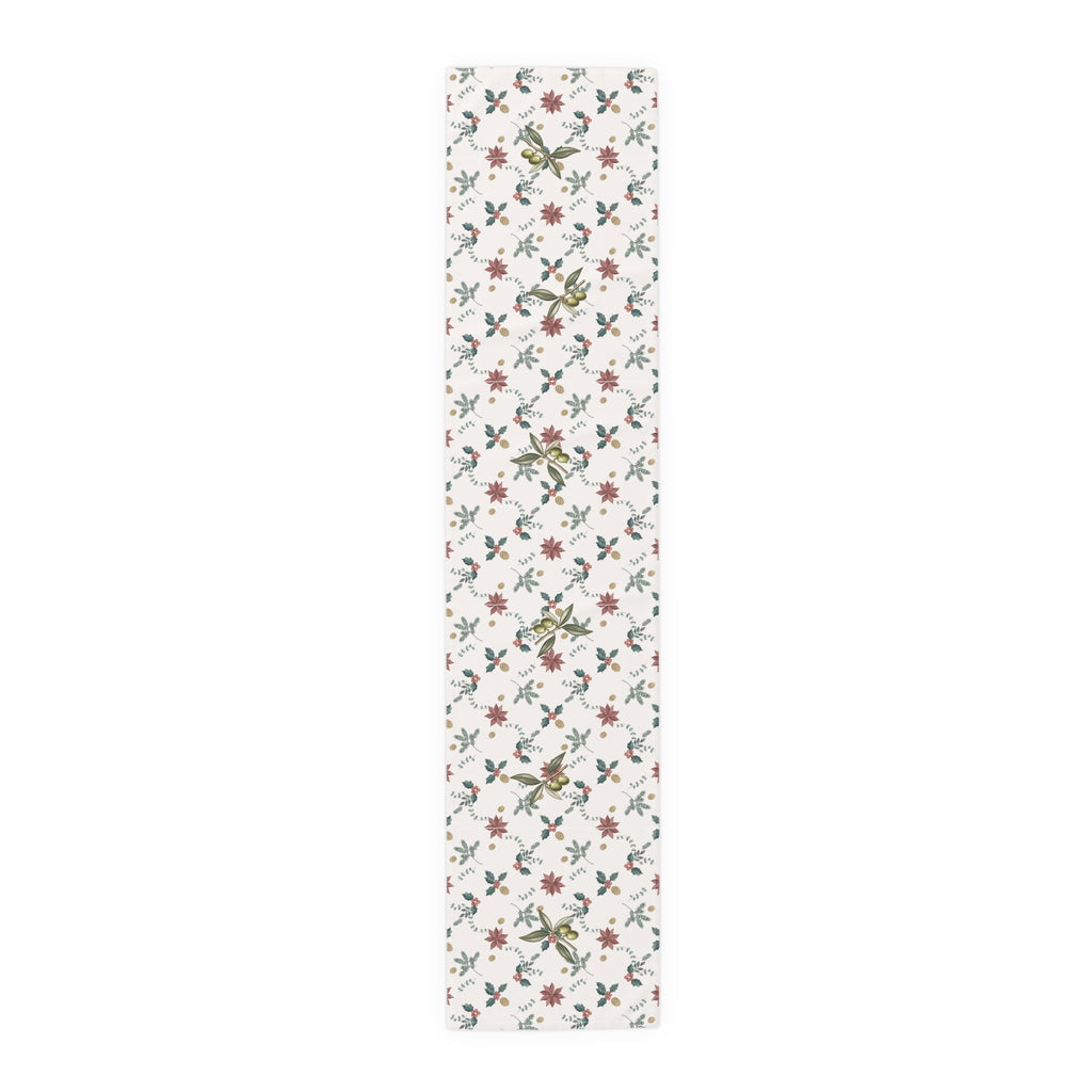 Poinsettia & Olive Christmas Table Runner