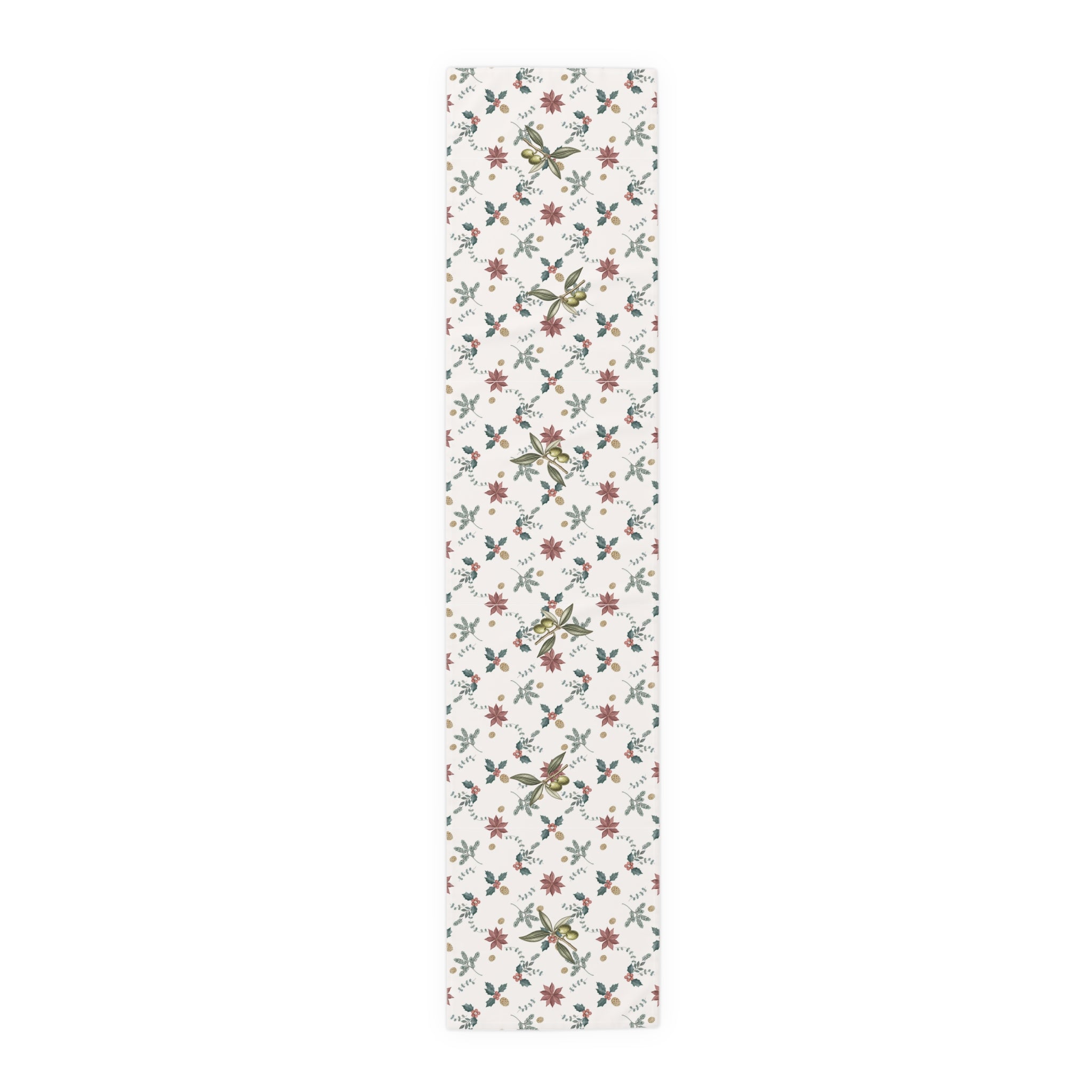 Poinsettia & Olive Christmas Table Runner