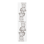 Caffè Italiano table runner in polyester, 16 by 72 inches, laid flat with a repeating line-drawn moka pot pattern