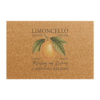 Limoncello coir doormat, showing the lemon label print with Limoncello lettering