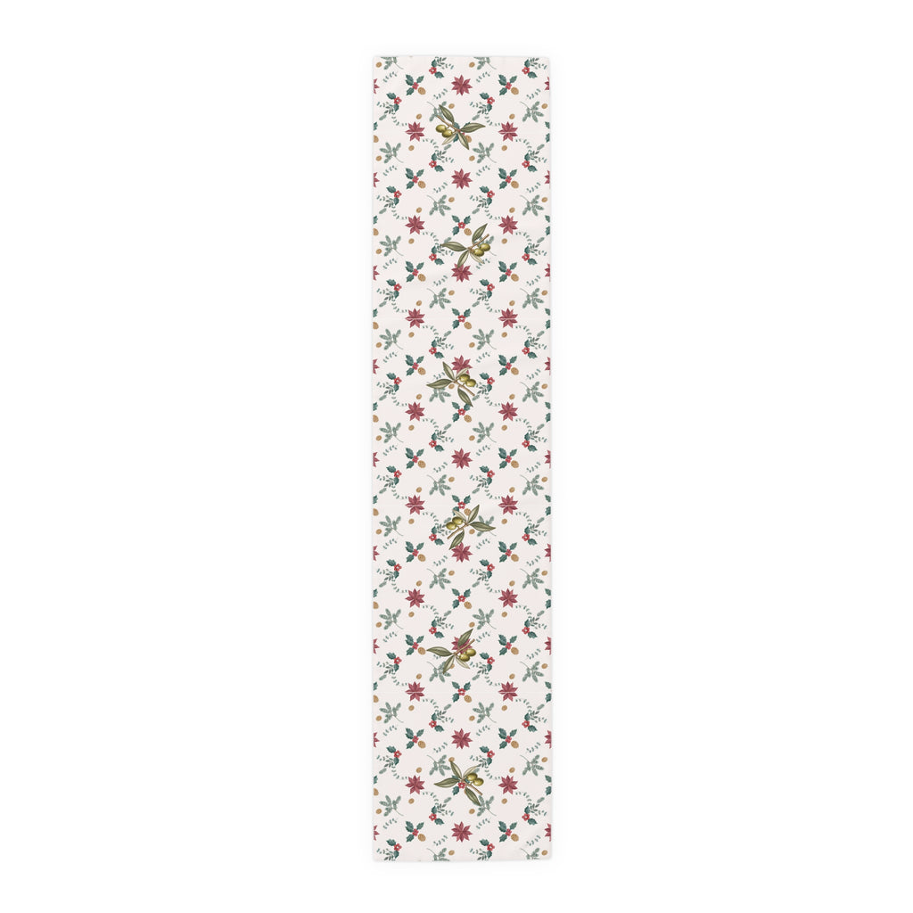 Poinsettia & Olive Christmas Table Runner