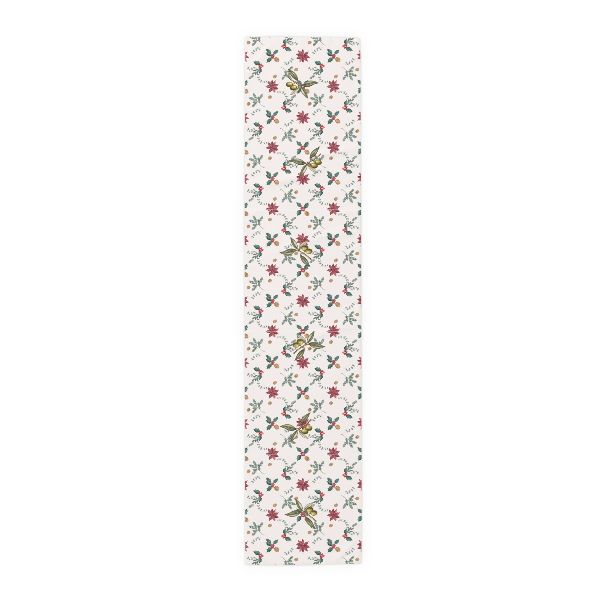 Poinsettia & Olive Christmas Table Runner