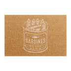 Sardines in Olive Oil coir doormat, showing an open sardine tin with Sardines lettering