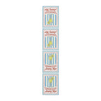 Limoncello Amore Mio table runner in cotton twill, 16 by 90 inches, the longer size with the same striped label print